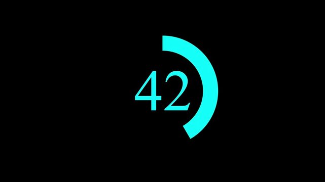 Countdown timer number ,0 to 83 seconds circular countdown digital electronic timer. counting down with sky blue numbers and circle marking time 