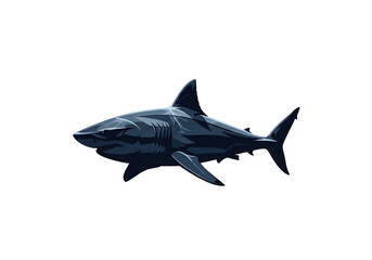 Fototapeta premium A menacing great white shark swims through the deep blue ocean, a powerful predator of the marine wildlife