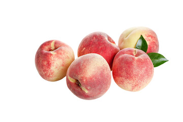 Fresh Red Golden Peaches from Shandong Qingzhou China Isolated on White Background