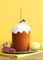 Traditional easter cake on the table. Traditional treats for Easter.. Vertical photo format