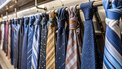 Neckties Hanging in a Row
