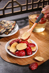 Xinjiang Red Jujube Dates and Dried Fruit Slices with Tea - Traditional Chinese Healthy Snacks