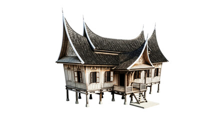 Naklejka premium serene indonesian archipelago house exquisite 3d model of coastal heritage, isolated on transparent background