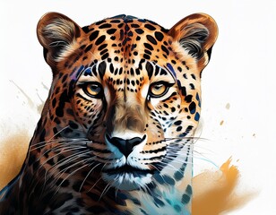 Fototapeta premium leopard on a white background isolated generative ai