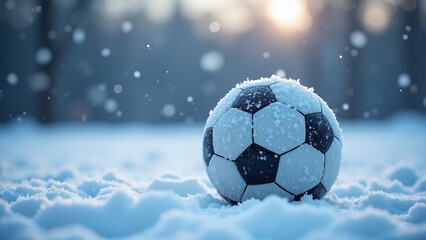 Snow Covered Soccer Ball In Winter