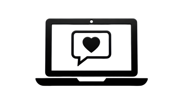 Isolated Laptop with Heart Message
