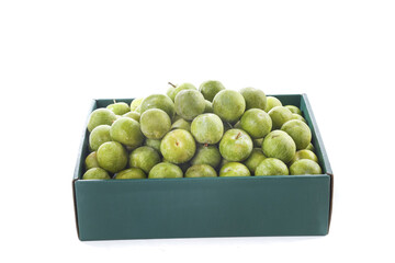 Fresh Green Plums in Box - Ripe Organic Stone Fruit for Healthy Diet and Cooking