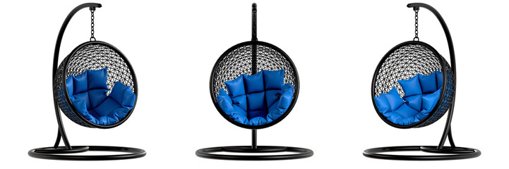 3D Realistic Basket Swing Chair Hanging Egg Hammock Furniture Render