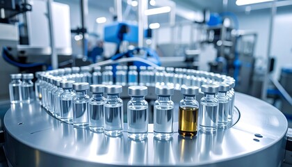 Pharmaceutical vials on production line