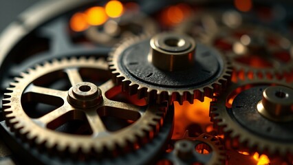 Macro View Of Intricate Gear System