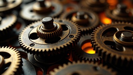 Close Up Of Intricate Gear Mechanisms