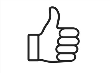 Thumbs up icon. Like symbol for social media. Vector line art illustration. Approval, success, and positive feedback concept. Good job gesture. OK sign. Outline hand icon.