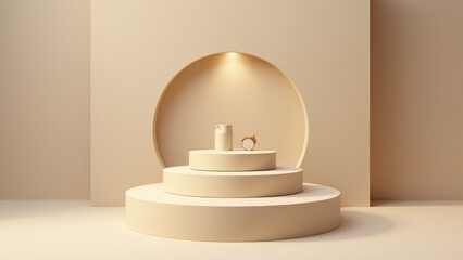 Beige Product Display Stand Podium