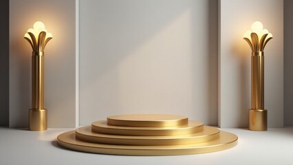Golden Pedestal with Decorative Lamp Background