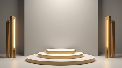 Minimalist Podium With Geometric Lighting Stands