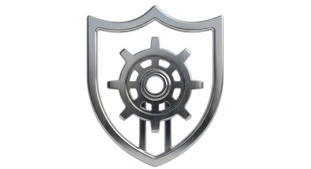 Isolated Shield with Gear Symbol
