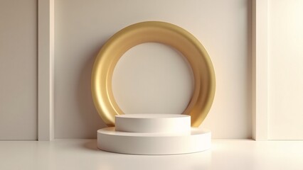 Elegant White Podium With Golden Circle
