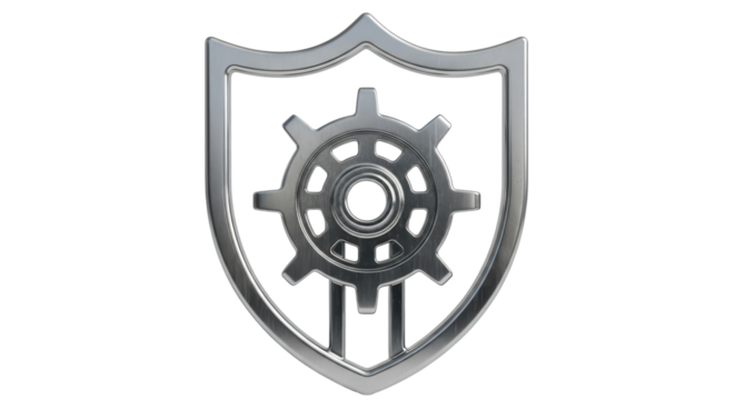 Isolated Shield with Gear Symbol