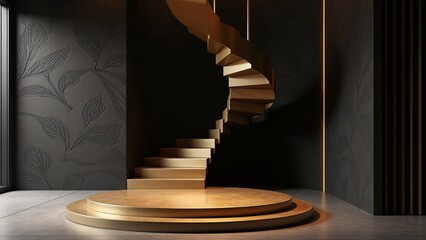 Golden Spiral Staircase and Round Podium