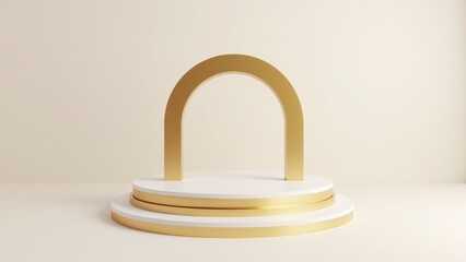 Minimalist White and Golden Podium Stage
