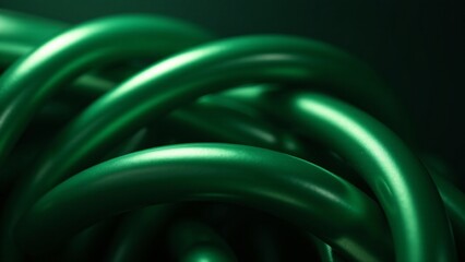 Abstract Green Intertwined Metallic Tubes Close-Up