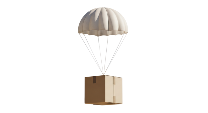 Isolated parachute with box