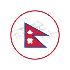 Obraz premium nepal flag emblem with himalayan mountains