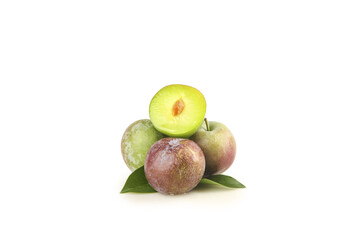 Fresh Sichuan Phoenix Plums - Crisp Red Green Stone Fruit with Leaves May Harvest