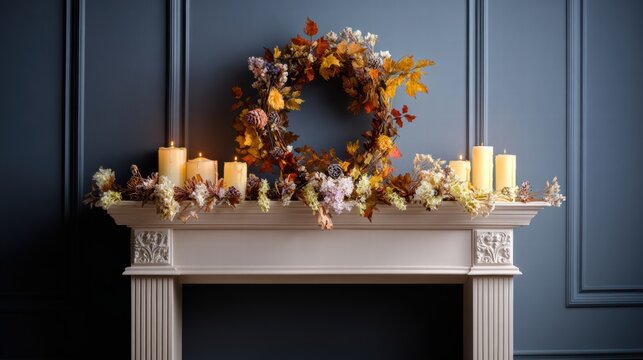Fall home styling with pumpkins, warm lighting, blankets and natural textures. - Powered by Adobe