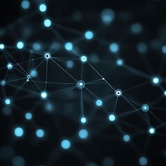 Abstract network of glowing points and lines.  Intricate connections form a complex web pattern, highlighted by pale blue lights