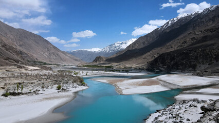 Aerial image of the Shyok River, located in Pakistan's Gilgit Baltistan region.
