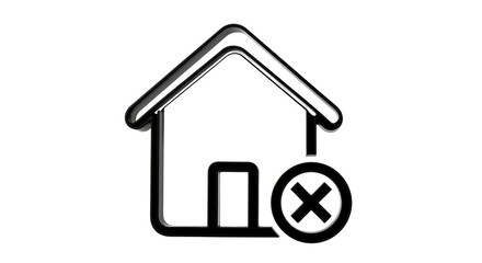 Isolated Home with X Symbol