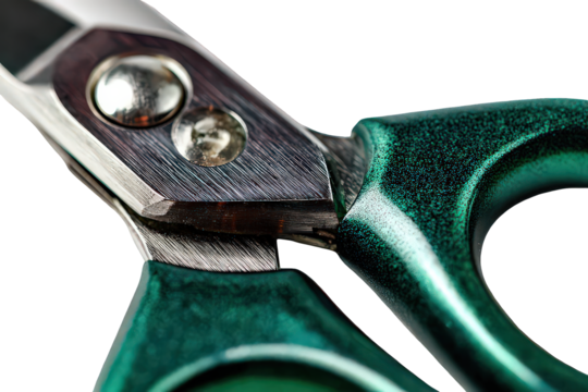 Closeup Of Teal And Dark Metal Scissor