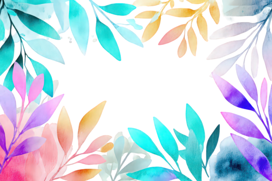 Abstract Watercolor Leaf Border Pattern - Powered by Adobe