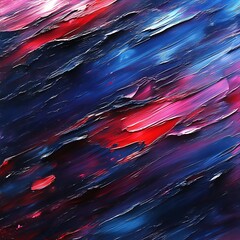 Abstract painting featuring dynamic brushstrokes of vibrant colors
