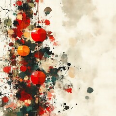 Abstract painting of vibrant lanterns