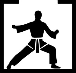 karate icon silhouette vector illustration, isolated on white