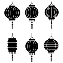 Vector art of collection of chinese lantern vector icon for chinese new year and mid autumn festival decoration