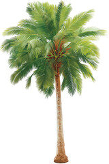 Vibrant Green Palm Tree Against Black Background