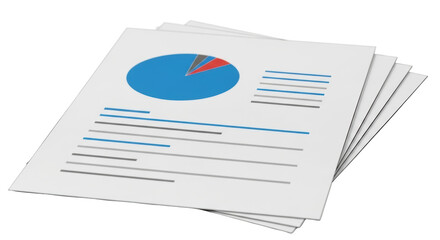 Isolated Business Charts on Paper Stack