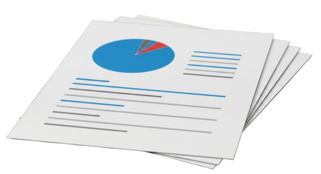 Isolated Business Charts on Paper Stack