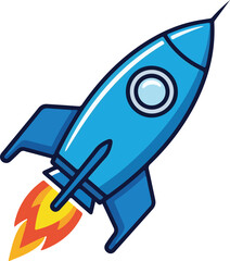 Rocket Launch Icon in Blue Gradient Vector