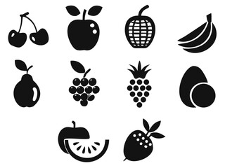 A set of fruit silhouette icons 