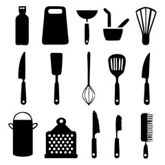 A set of kitchen silhouette icons 