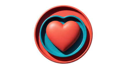 Isolated Heart inside Colorful Plate