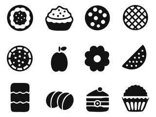 A set of bakery silhouette icons