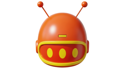 Isolated Cartoon Robot Head