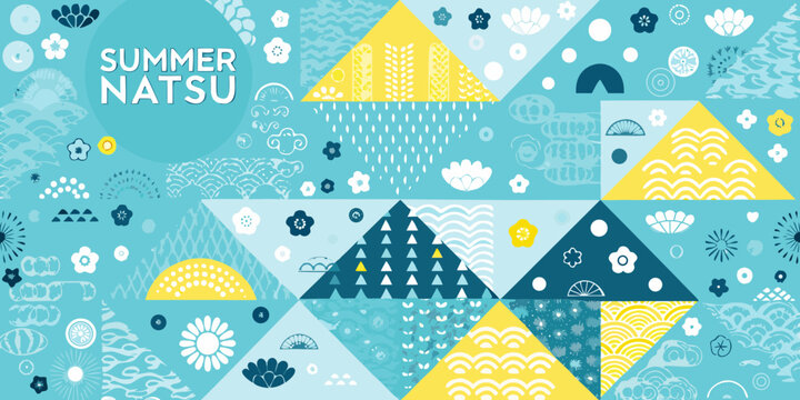 Abstract Geometric Japanese Summer Pattern natsu