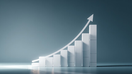 3D a professional business growth chart with a sleek upward arrow, symbolizing success, strategy, and goal achievement, modern design