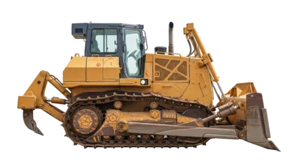Fotobehang Vrachtwagen Isolated Yellow Bulldozer  © Stefan